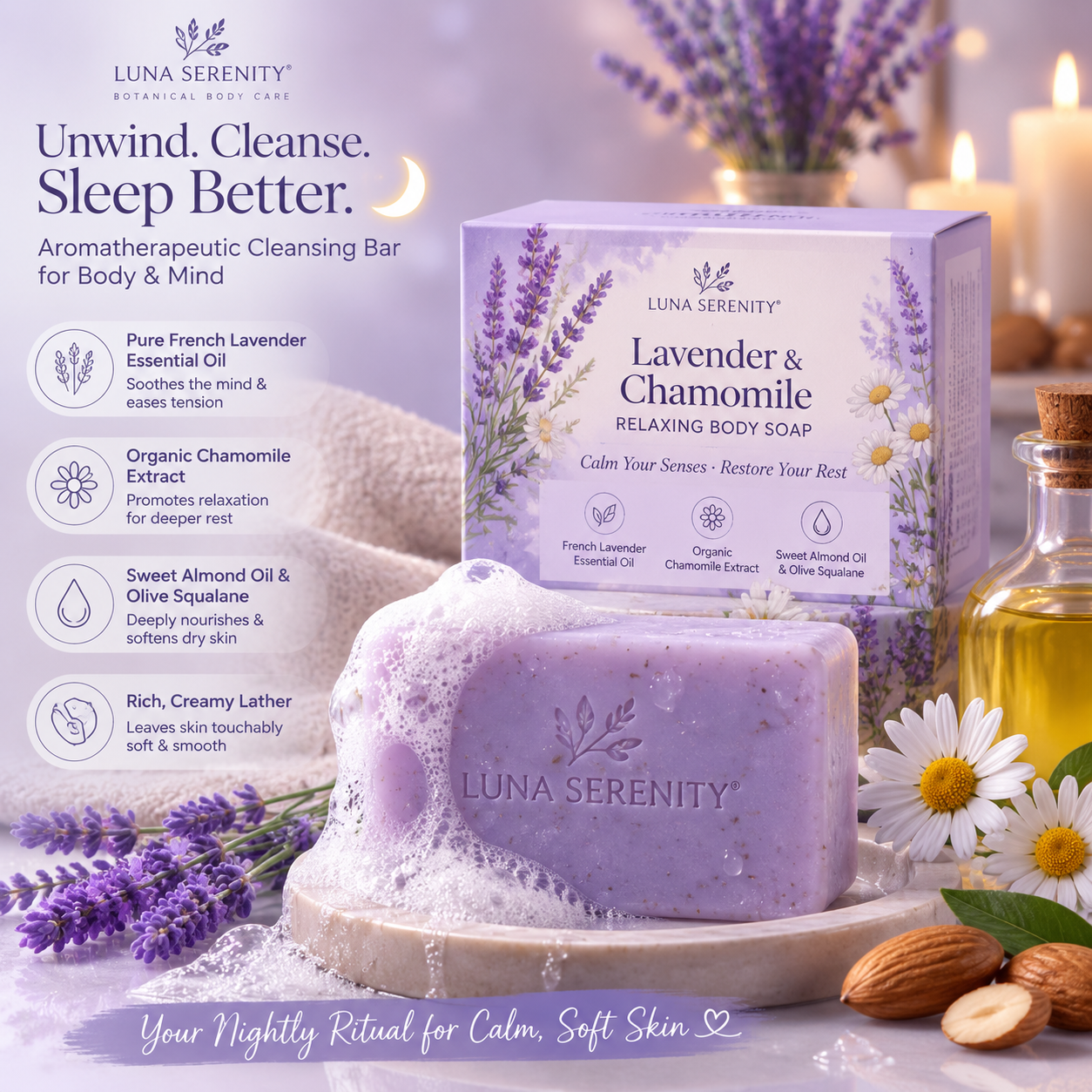YANCHEN™ Wild Lavender &amp; Chamomile Nighttime Calm Bar