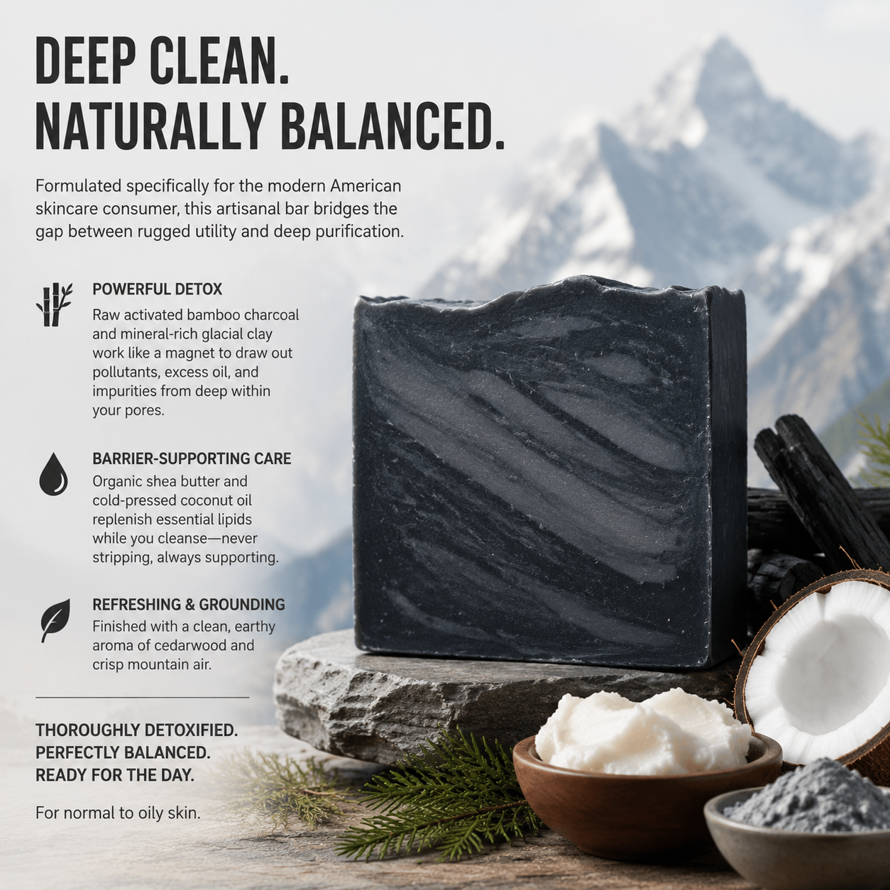 YANCHEN™ Glacier Mud Charcoal Deep-Cleansing Bar