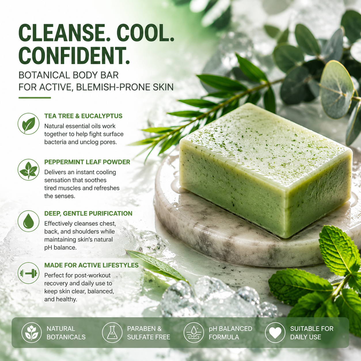 YANCHEN™ Eucalyptus Tea Tree Clarifying Body Bar